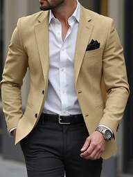 Manfinity Mode Blazer de una sola hilera con bolsillo y estampado espacial para hombre