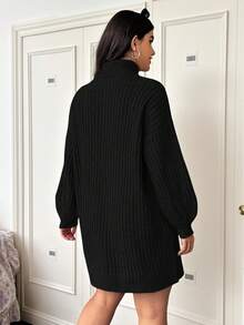 CovetEZ 大码宽松高领蝙蝠袖粗针织毛衣连衣裙，秋冬