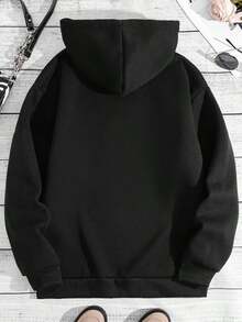 Sudadera con capucha de cierre completo color rojo vino con estampado de corazón y línea de latido cardíaco para uso casual y deportivo - Negro - Ver 5