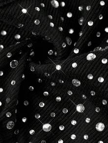 Coolane Áo thun nữ mùa xuân hè phong cách đường phố cổ điển Y2K cơ bản, chất liệu co giãn, cổ chữ V. - màu đen - Xem 8