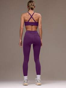 Musera Sport Women Cross Back Top & Leggings Sports Sets Gym Fitness - Purple - View 2