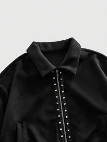 ROMWE MEN Abrigo casual de hombre con remaches, estilo callejero de otoño/invierno - Multicolor - Ver 3