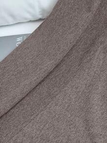 Franclia 女士秋冬人字纹羊毛中长裙，休闲通勤风，高腰开衩设计，厚实面料，宽松显瘦 - 巧克力棕 - 查看 3