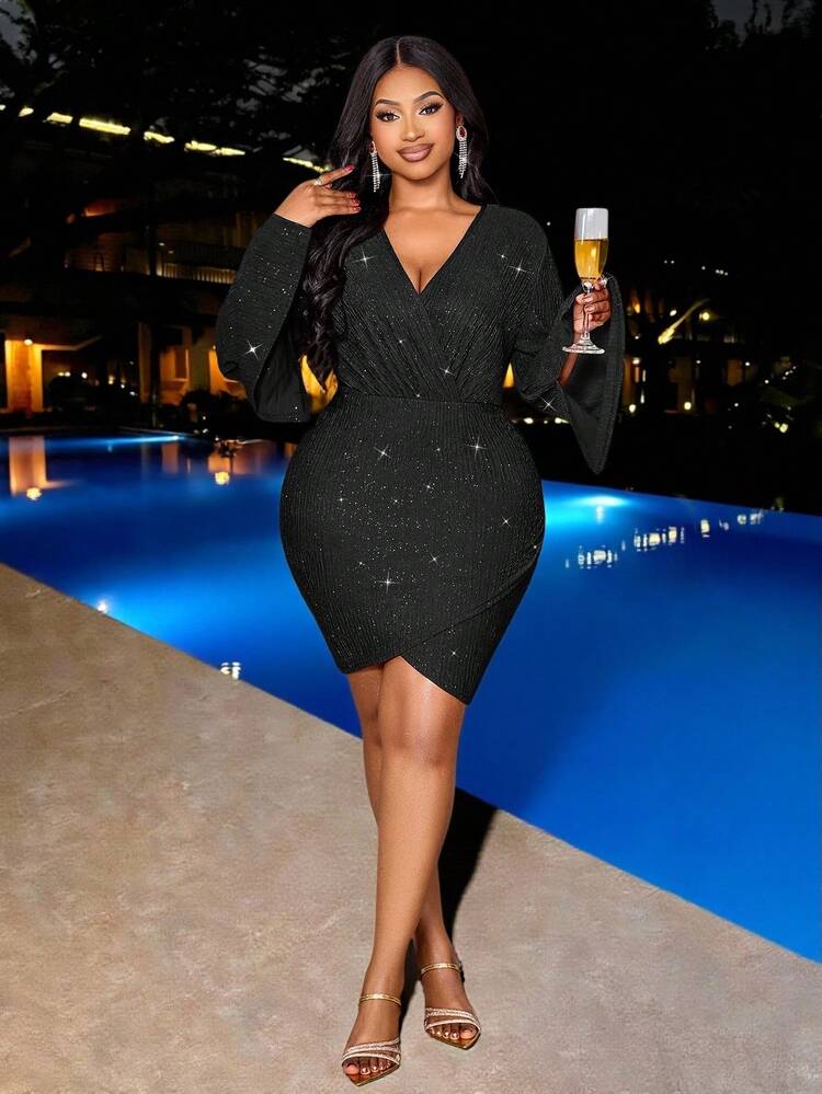 plus size black bodycon dress Suzanne Cutout Knit hugging silhouette SOLERSUN Plus Size Women's Elegant