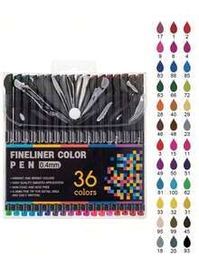 12/24/36/48pcs Colored Painting Set Include Outlining Pens, Marking Pens, Drawing Pens, Art Supplies, Fineliner Pens, Diary/Planner Pens, Fine Line Pens For Writing Notes, Calendar/Agenda Coloring, 0.4mm Felt Tip Fine Line Pens In Vibrant Colors, Ideal For Adult Coloring, Writing, Drawing, Teachers And Students, Christmas Gifts, Back To School - Multicolor - View 14