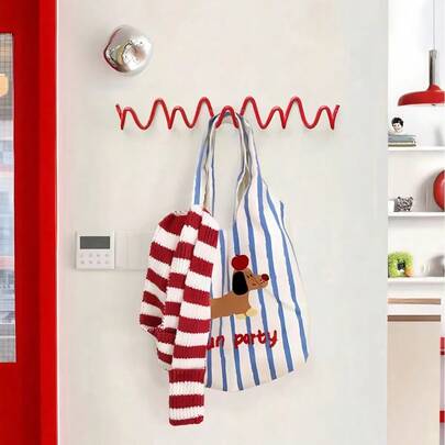 Joivida 1个创意波浪形金属壁钩 - 优雅的北欧风格衣帽架，线条流畅优美，适用于家居收纳、酒店装饰和时尚店铺展示。简约美观的造型，是情人节的理想礼物，也适合租赁，可安装在家中墙壁、衣柜或门上，用于存放衣物、围巾和包包。