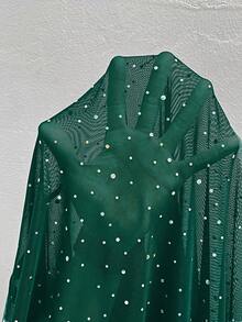SHEIN LUNE Áo khoác lưới mỏng đính đá Rhinestone cỡ lớn cho nữ Lễ Tạ ơn, Quần áo Giáng sinh, Áo đi chơi đêm giao thừa, Trang phục công sở, Tiệc tùng, Trang phục thường ngày cho phụ nữ, Phong cách quý tộc, Ngày lễ tình nhân, Tình yêu/Người yêu vào mùa thu/đông - Màu xanh lá cây đậm - Xem 4