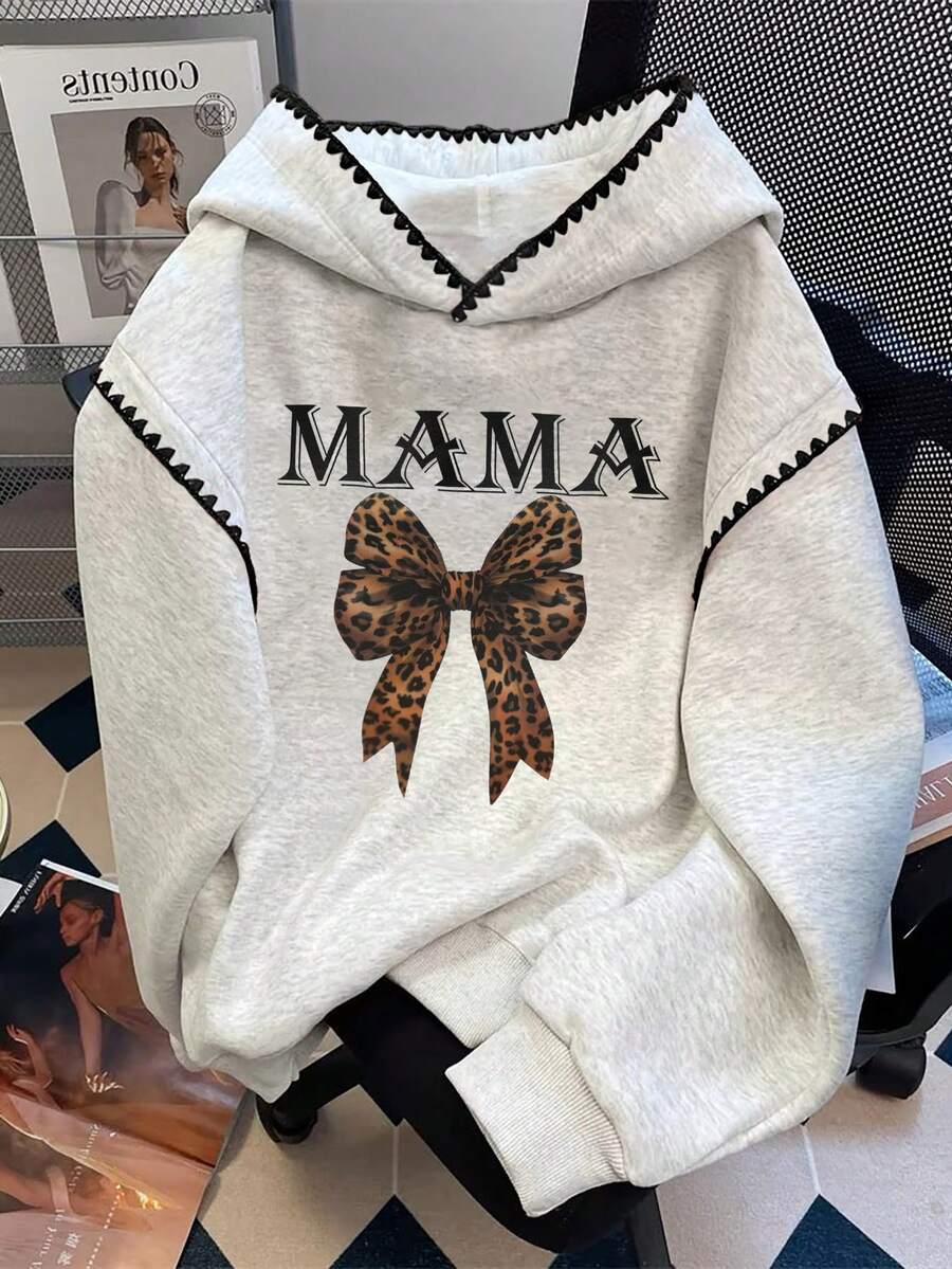 Resyla Áo hoodie nữ / Áo hoodie họa tiết da báo, nơ, in chữ / Áo hoodie thời trang đơn giản, thường ngày / Áo thời trang / Áo hoodie hoạt hình / Áo hoodie mùa đông cổ điển / Quà tặng cho mẹ / Áo hoodie cổ tròn dài tay rộng rãi cho mùa thu đông / Áo chui đầu mùa xuân cho nữ, Áo hoodie thời trang, Áo hoodie phối ren nhiều màu cho nữ, Áo dài tay, Áo hoodie mùa thu đông - Xám - Xem 1