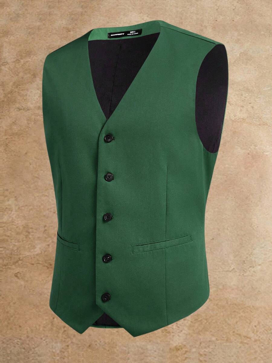 HIMLAND Men's Slim Fit Casual Woven Sleeveless Suit Vest, Suitable For Spring/Summer Green Vest Men Men Vest Mens Dress Vest Green Men Vest Waistcoat