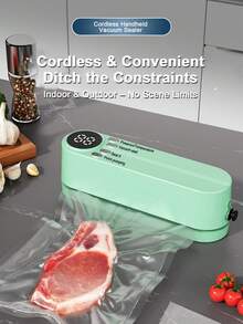 Teckwe 1个迷你真空封口机 - 全自动，防漏气密设计，一键操作，干湿两用。小巧便携，米色和绿色可选。这是一款电动封口机，采用USB供电，内置1200mAh可充电锂电池，适用于家庭厨房、露营、旅行和日常度假。 - 彩色 - 查看 1