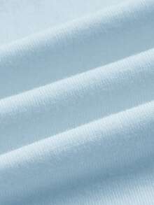 SHEIN BASICS 女士休闲纯色宽松落肩短袖T恤，夏季 - 淺藍色 - 查看 8