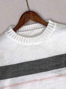 EMERY ROSE Suéter de bloques de color con hombros caídos, tops de manga larga - Multicolor - Ver 3