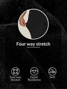 SHEIN Essnce Plus Size Solid Color Elastic Elegant & Fashionable Flare Leg Jeans - Blue - View 7
