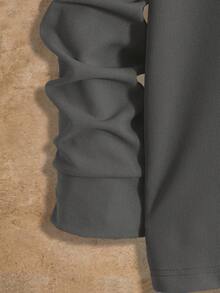 HIMLAND 男士圆领简约针织休闲长袖T恤 - 灰色 - 查看 4