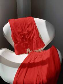 Comfortcana 红色针织女士休闲套装，春夏款 - 紅色 - 查看 4