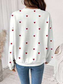 SHEIN LUNE Casual Minimalist Heart Graphic Print Round Neck Loose Fit Plus Size Women Sweatshirt - Multicolor - View 3