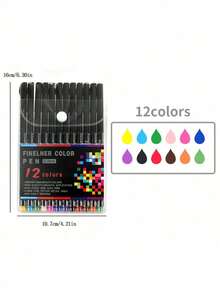 12/24/36/48pcs Colored Painting Set Include Outlining Pens, Marking Pens, Drawing Pens, Art Supplies, Fineliner Pens, Diary/Planner Pens, Fine Line Pens For Writing Notes, Calendar/Agenda Coloring, 0.4mm Felt Tip Fine Line Pens In Vibrant Colors, Ideal For Adult Coloring, Writing, Drawing, Teachers And Students, Christmas Gifts, Back To School - Multicolor - View 16