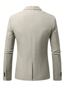 Manfinity Mode Men Space Dye Pocket Single Breasted Blazer - Khaki - View 2