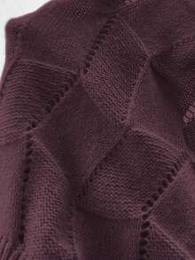 EMERY ROSE Women's Loose Casual Round Neck Drop Shoulder Long Sleeve Knitted Sweater Dress, Autumn/Winter - Maroon - View 7