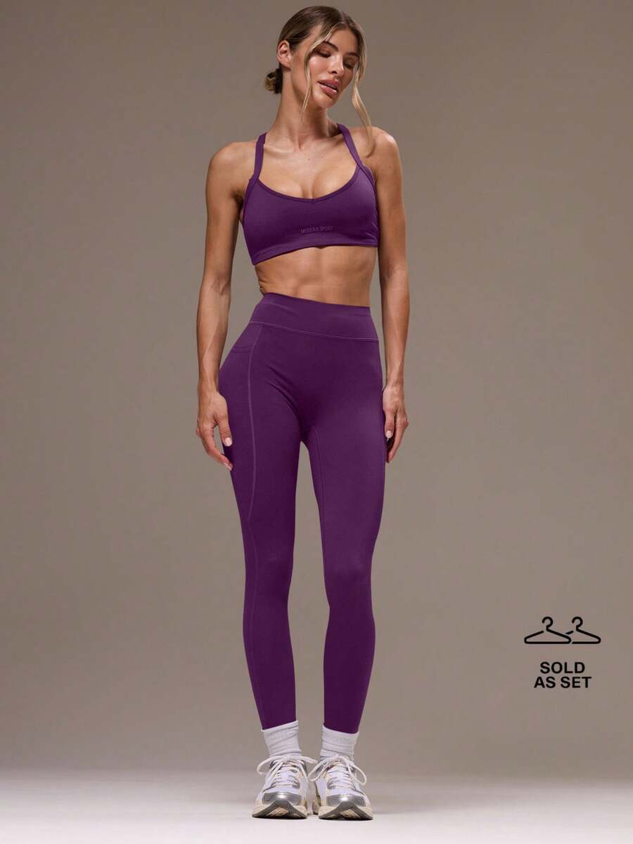 Musera Sport Women Cross Back Top & Leggings Sports Sets Gym Fitness - Purple - View 1