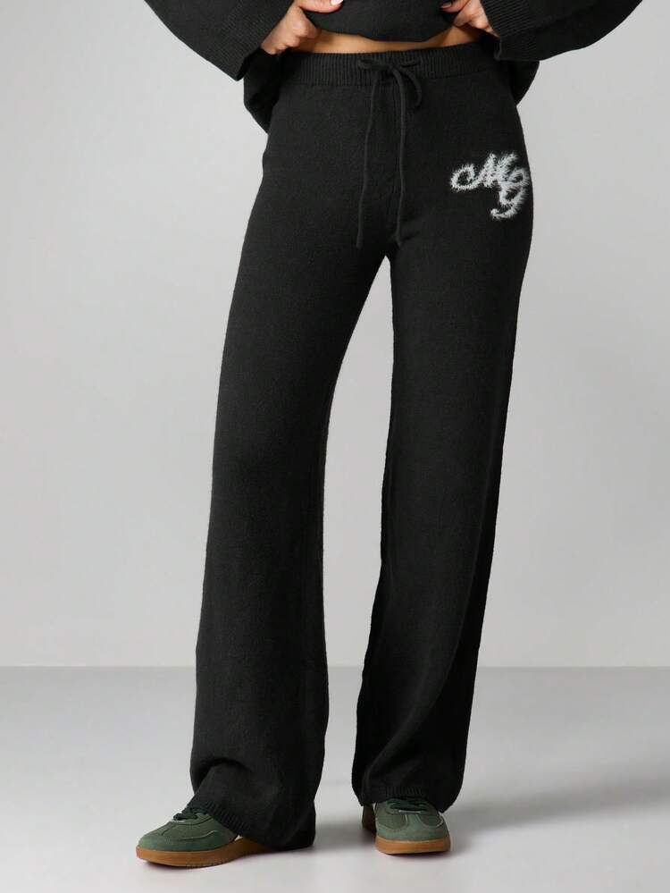 MISSGUIDED Pantalon droit en maille avec logo