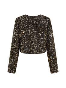 Ellevyn Lace-Up Two-Way Wear Christmas Jacket, Elegant For Party In Autumn/Winter - Gold - View 2