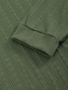Manfinity Homme Sudadera de cuello redondo de unicolor con relieve para hombres - Verde militar - Ver 6