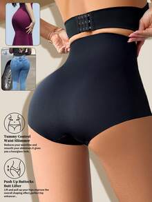 1件装女士高腰塑身短裤，强力收腰，性感网纱提臀塑形裤 - 黑色 - 查看 2