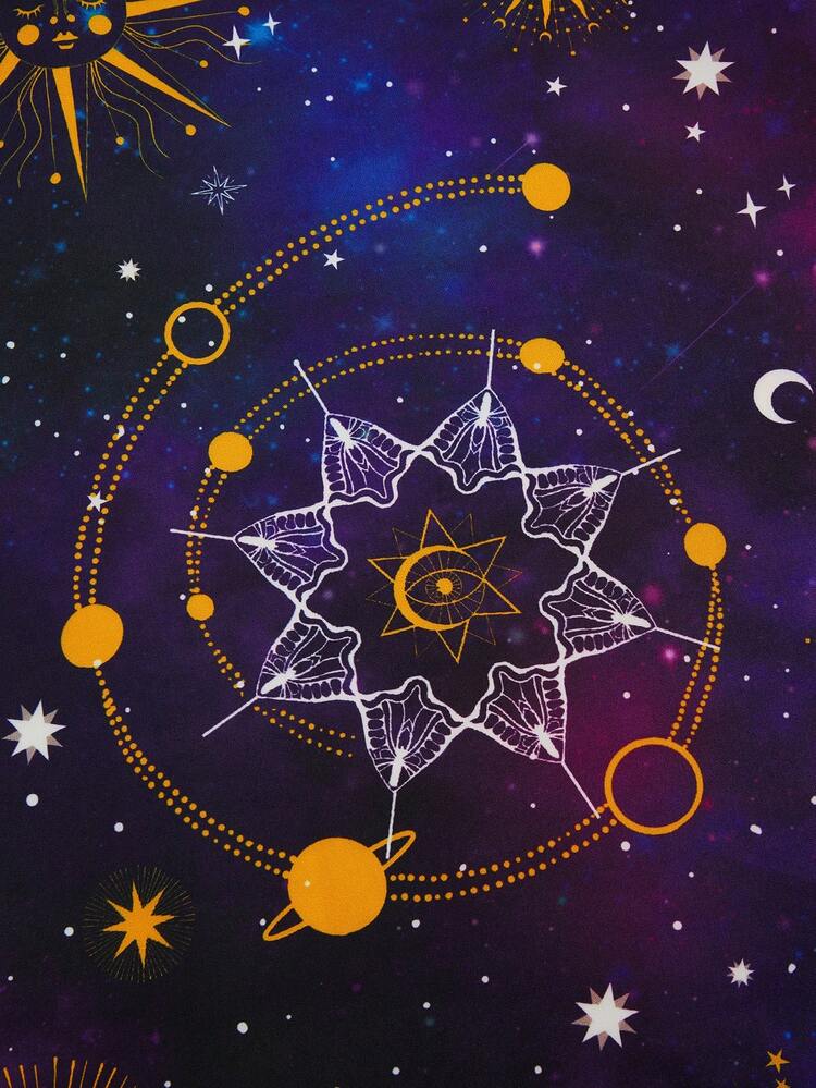 Sweetra Vestido de punto de talla grande para mujer con estampado de sol, luna y estrellas, estilo gótico, versátil para ir al trabajo y fiestas - Multicolor - Añade 6