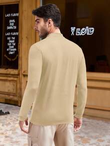 Manfinity NXTstreet Áo thun tay dài cổ đứng in họa tiết ôm sát màu đen - Màu be - Xem 2