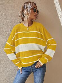 EMERY ROSE Women's Latest Fashion Comfortable Christmas Color Block Pullover Sweater - Multicolor - View 5