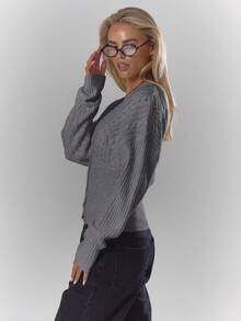 MUSERA V-Neck Cable Knit Cinched Waist Cardigan Fall Autumn Cosy Cute Casual Coffee Club Winter   Spring  Sweater