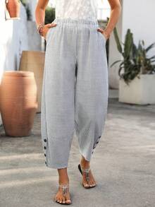 EMERY ROSE Women's Striped Print Elastic Waist Pocket Casual Pants Striped Joggers Women Summer Joggers For Women