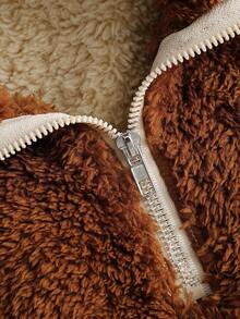 PAVTROS Men's Street Style, Minimalist Patchwork Stand Collar Half-Zip Comfortable Fleece Sweatshirt, Warm, Lightweight, Autumn/Winter Street Wear - Khaki - View 7