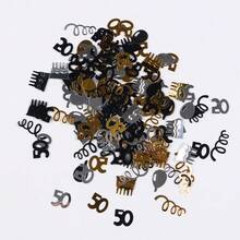 15g/Bag Black Gold Number Confetti Decorations 18/30/40/50/60th Happy Birthday Party Anniversary Tabletop Table Scatter Supplies - Multicolor - View 18