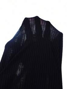 SHEIN 女童修身衬衫裙，褶裥下摆，长袖休闲连衣裙 - 藏蓝色 - 查看 6