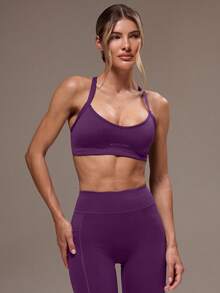 Musera Sport Women Cross Back Top & Leggings Sports Sets Gym Fitness - Purple - View 5