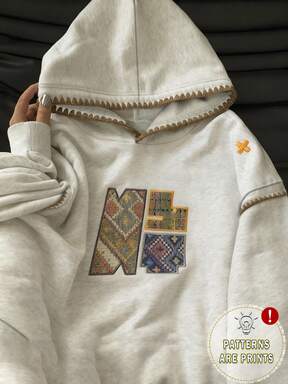 INAWLY بلوزات رياضية للسيدات بمقاسات كبيرة / طباعة تطريز مقلد بطراز رجعي / بلوزات رياضية رجعية أنيقة وكاجوال / بلوزات رياضية كاجوال وبسيطة / ملابس علوية أنيقة / بلوزات رياضية ممتعة / بلوزات رياضية فضفاضة إضافية للغاية للخريف والشتاء بياقة دائرية وأكمام طويلة / بلوزات رياضية للنساء للربيع ، هوديز نسائية بتباين الدانتيل ، ملابس علوية بأكمام طويلة ، هوديز للعودة إلى المدرسة في الخريف والشتاء