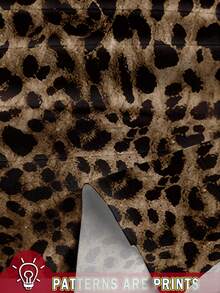 EMERY ROSE Casual Leopard Print Round Neck Long Sleeve Elegant Women's Mid-Length Dress,Brown,Autumn,Boho,Vacation Cheetah Animal Print Plus Size Winter Outfits - Brown - View 3