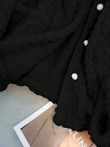 GlowEve CURVE 大码优雅双面菱格纹圆领外套 - 黑色 - 查看 7