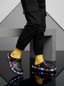 Sandalias chanclas luz LED de verano invierno niño comodos para deporte navidad y playa - Negro - Ver 3