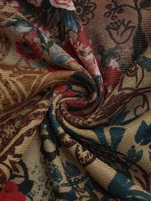 Sweetra Bộ 2 váy yếm tay dài in hoa phối lưới xoắn cỡ lớn - Nhiều màu - Xem 5