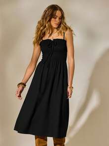 Aralina 夏秋冬西部格子褶皱迷你连衣裙乡村音乐会服装 - 黑色 - 查看 7