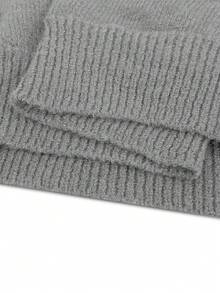 Franclia Women's Elegant High Neck Loose Waist Tie Design Asymmetrical Hem Pullover Sweater, Winter Women Sweaters Gray Sweater Turtle Neck Women Winter Clothes For Women Sweaters - Grey - View 7