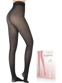 Media Afelpada para Dama, Afelpada, Tiro Alto, Pretina Ancha Suave, Calidad Premium, Color Efecto Piel - Efecto Piel - Ver 2