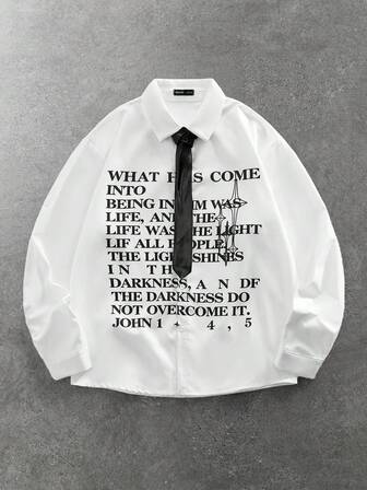 Camicia casual a maniche lunghe da uomo, stile college