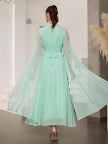 Modelyn Váy dài tay bồng bềnh đính đá sang trọng dành cho nữ - Màu xanh Bạc hà - Xem 2