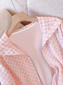 Franclia Women's Cute Pink Plaid Zip-Up Sweatshirt - Pink - View 5