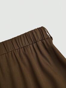 Sweetra Chân váy chữ A xếp ly cổ điển, giản dị dành cho nữ, đi làm/đi chơi - Cà phê nâu - Xem 5