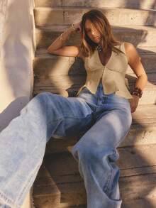 Aralina Women's Winter / Summer Sleeveless Peplum Hem Shirt Suitable For Work Or The Office Elegant Top For Women Casual Top Party Top Cute Going Out Top Everyday Wear